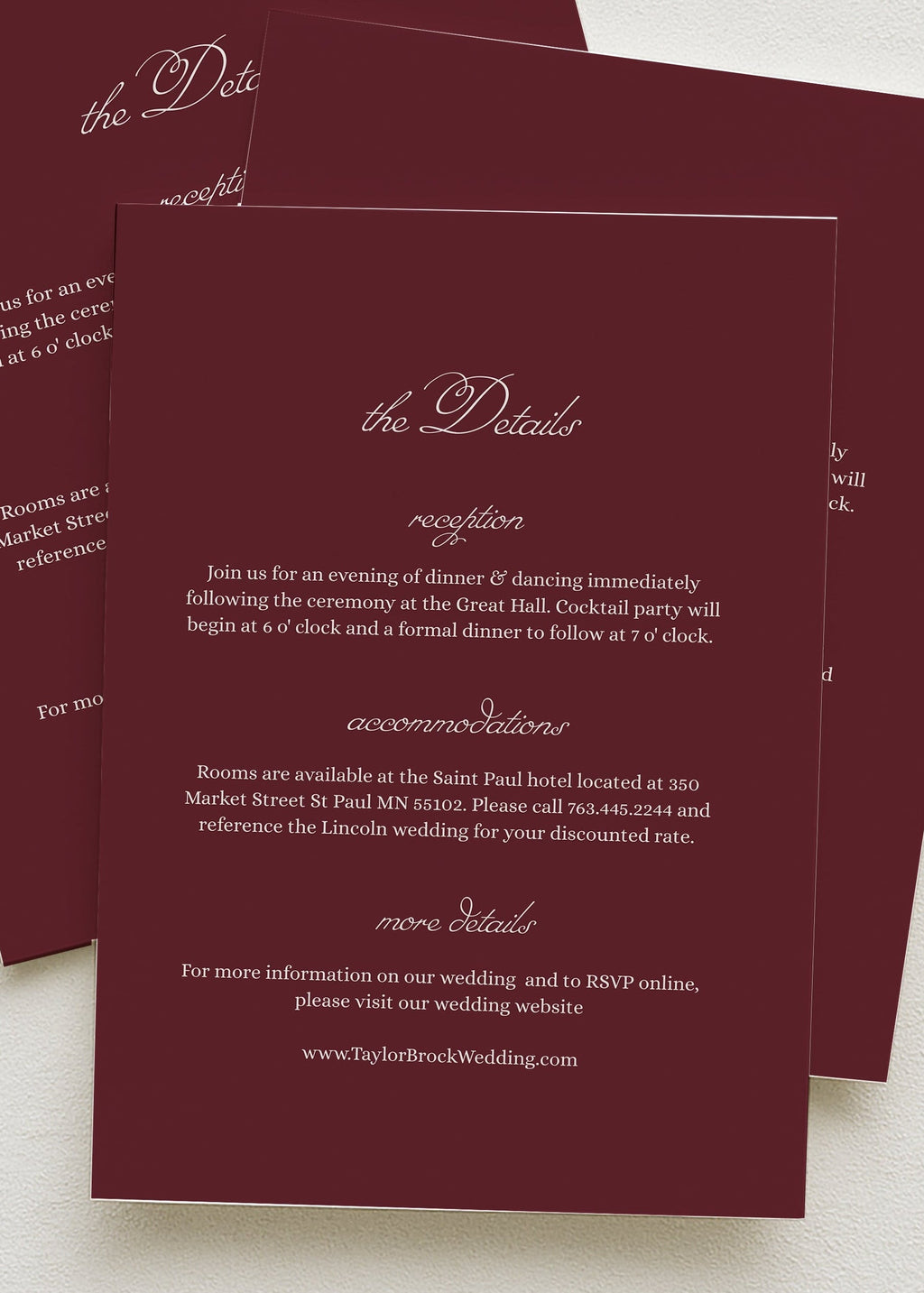 Burgundy Wedding Details Card Template | Semi-Custom Digital Download
