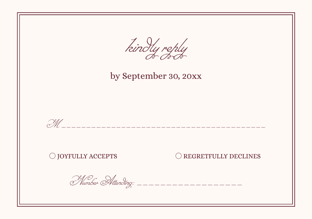 Ivory and Burgundy Wedding RSVP Card Template | Semi-Custom Digital Download