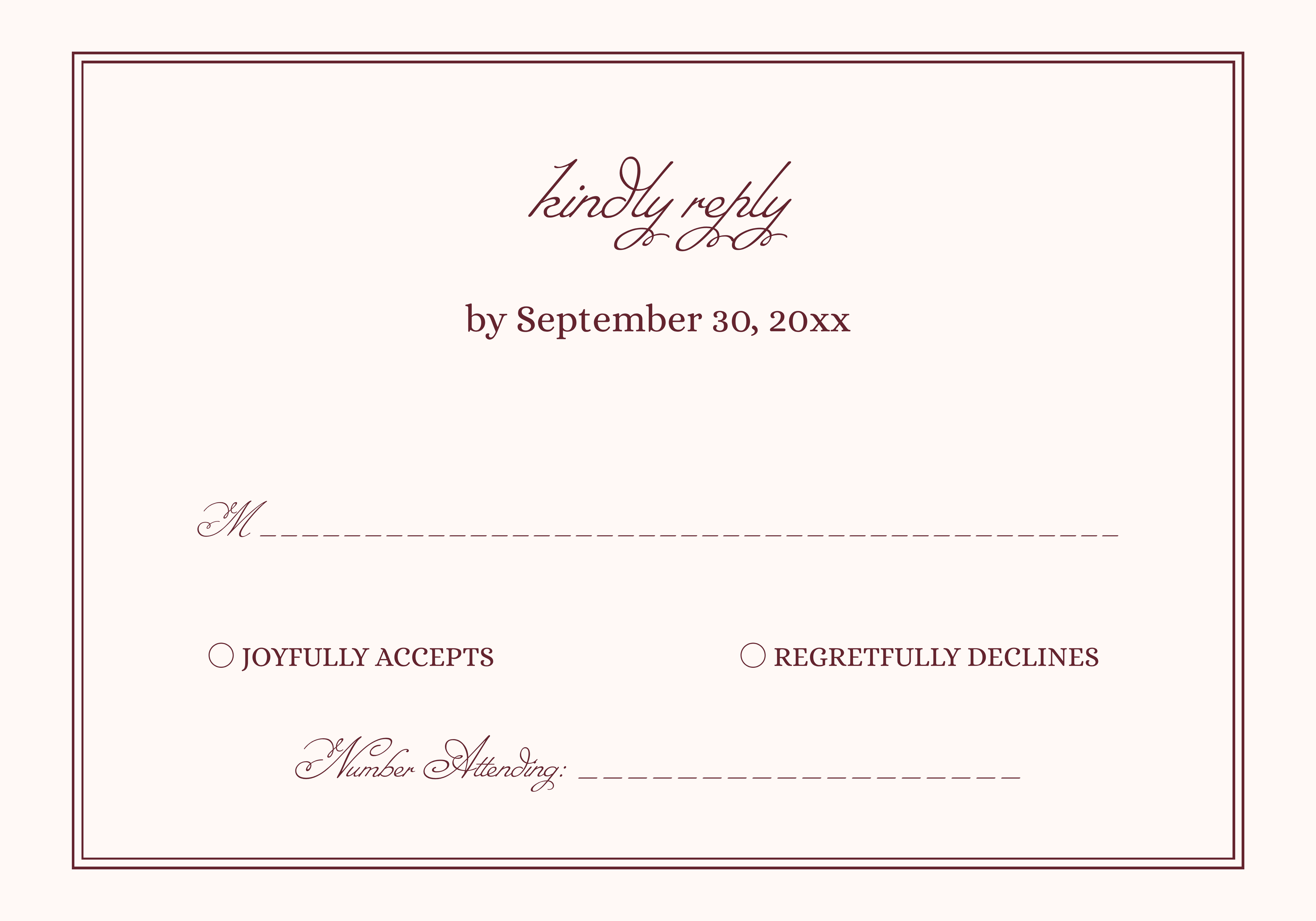 Ivory and Burgundy Wedding RSVP Card Template | Semi-Custom Digital Download