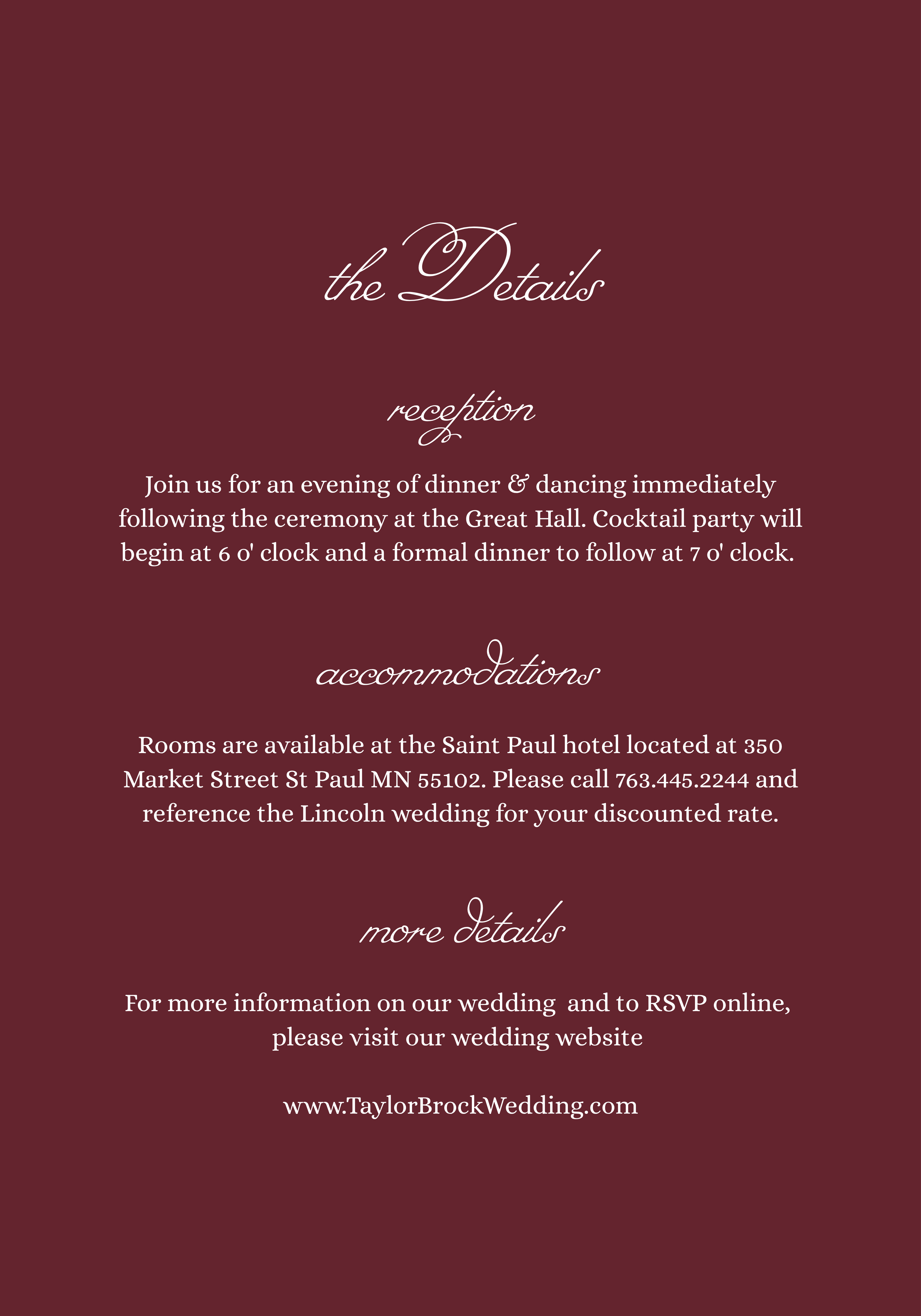 Burgundy Wedding Details Card Template | Semi-Custom Digital Download