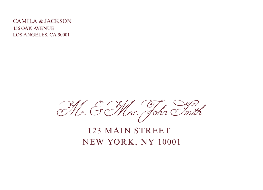 Ivory and Burgundy Wedding Envelope & Euro Flap Liner Template