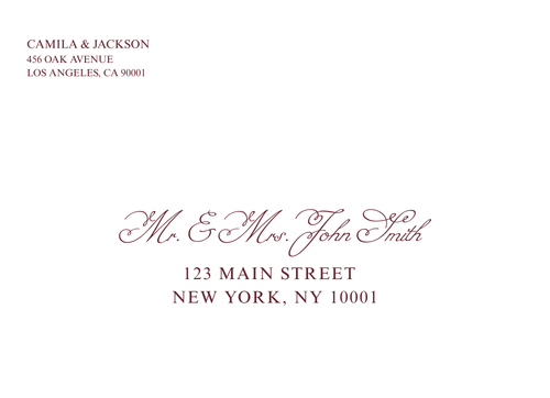 Ivory and Burgundy Wedding Envelope & Euro Flap Liner Template