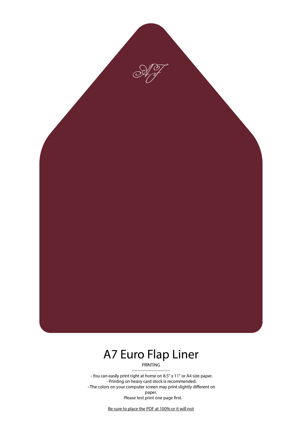 Ivory and Burgundy Wedding Envelope & Euro Flap Liner Template