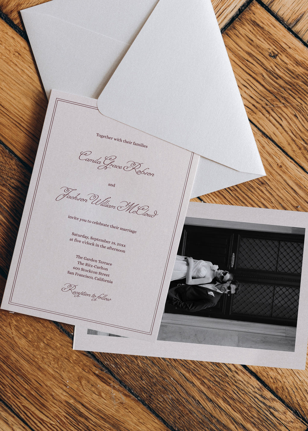 Elegant Burgundy Wedding Invitation  Template | Semi-Custom Digital Download